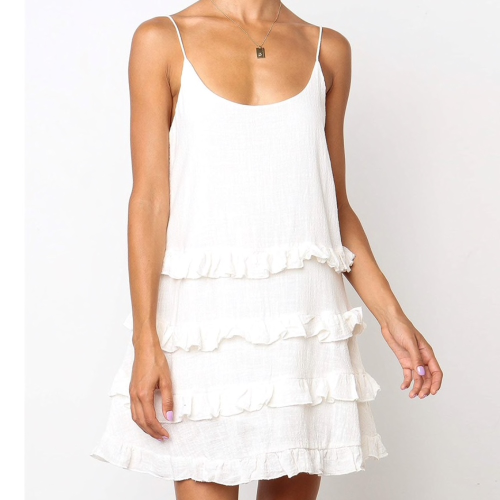 White Summer Ruffle Bathing Suit Cover Dress